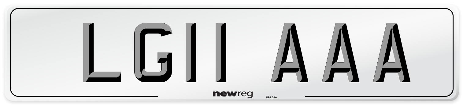 LG11 AAA Number Plate from New Reg